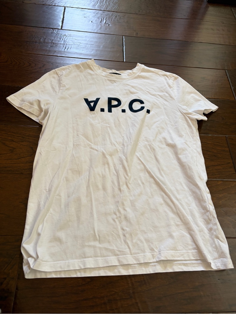 A.P.C. White T-Shirt with Navy Logo